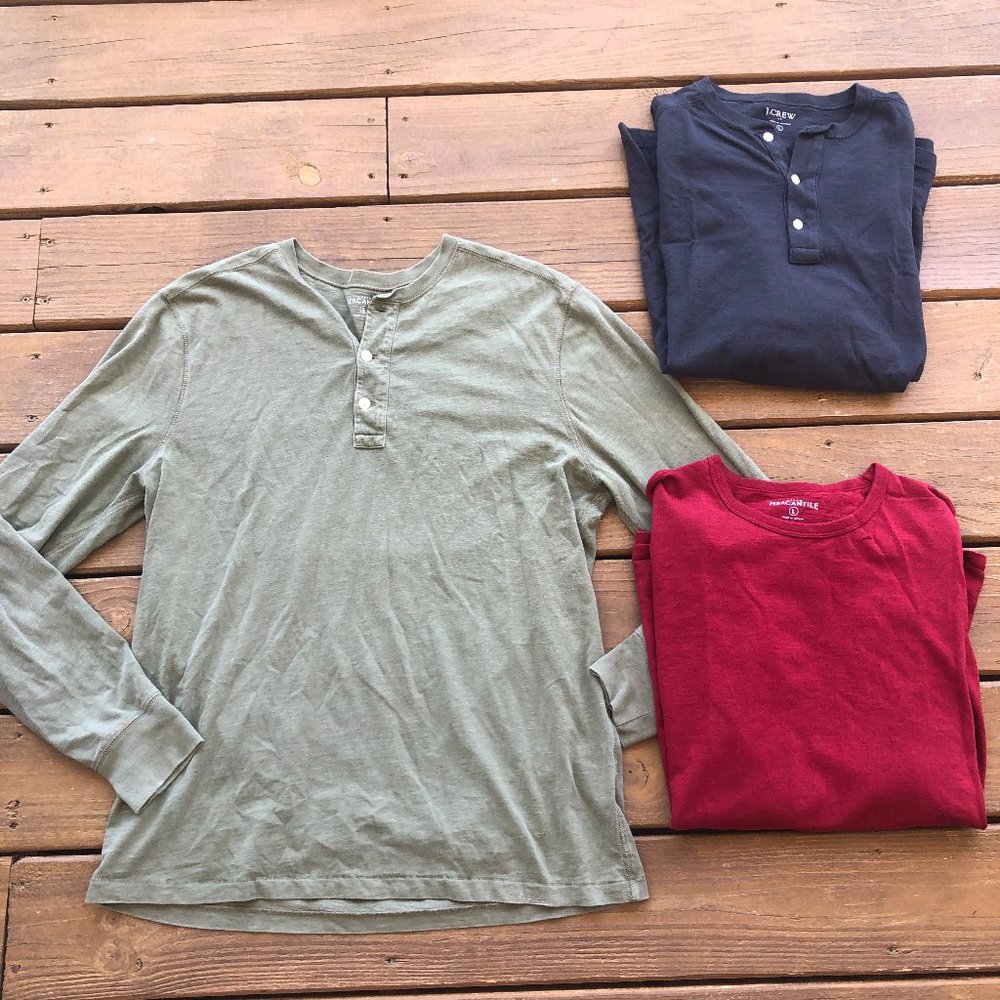 BUNDLE Men's Three J.Crew Long Sleeve Henley's